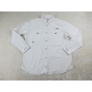 Columbia Shirt Womens Large White Button Up PFG Fishing Outdoor Casual Ladies*